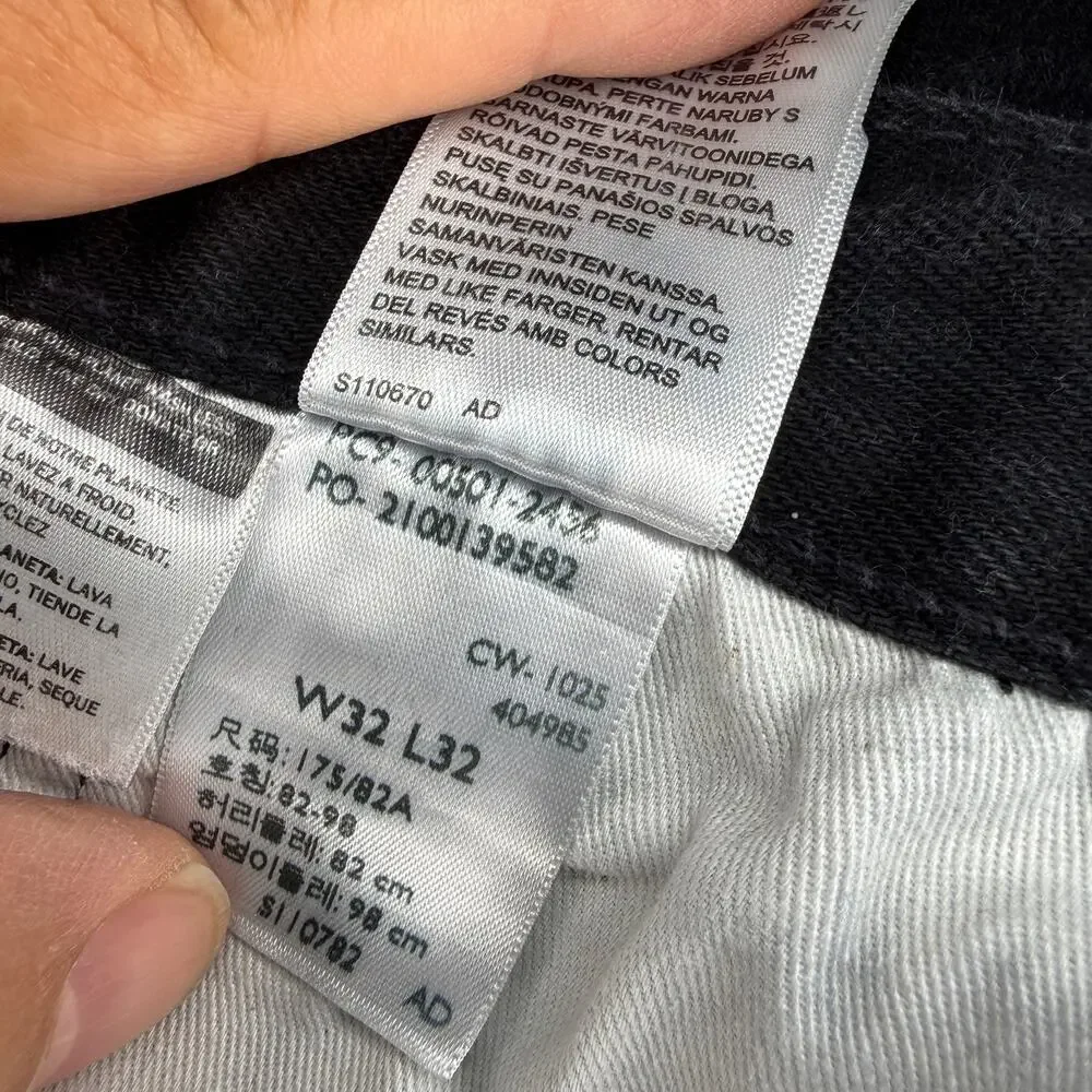 Men’s Levi’s Premium 501 Original Fit Jeans Washed Blk Denim W32 L32 Button Fly